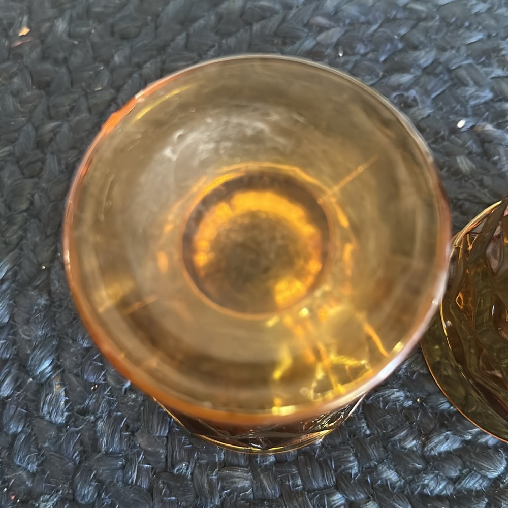 Vintage Amber Whitehall Indiana Glass Footed Goblets 4" Tall - Picture 4 of 6